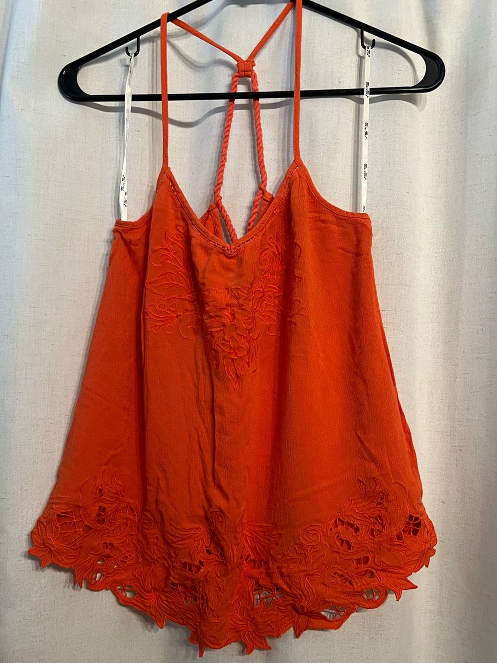 Miss Me Vibrant Orange Embroidered Women's Camisole with Strappy Back